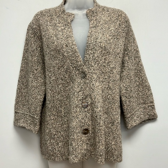 NEW Eileen Fisher Women’s Baby Angora/Wool Blend 3/4 Sleeve Button Up Cardigan - Picture 1 of 11
